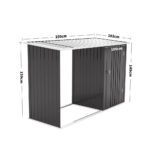 Garden Sanctuary – 250CM Wide Metal Garden Storage Shed with Open Log Rack