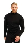 Merino Tech – Men’s Merino Half Zip Long Sleeve 320 Black