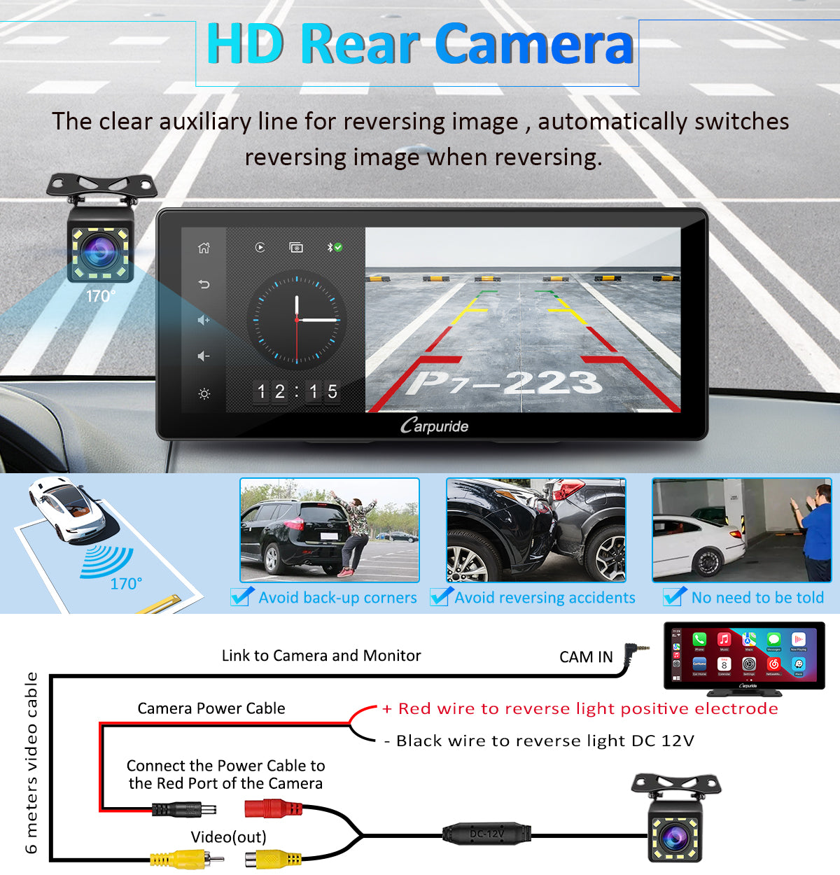 Carpuride W103 Pro vs W903 Plus: Which Is Better in 2026? 5 Carpuride W103 Pro 170 degree backup camera reversing view