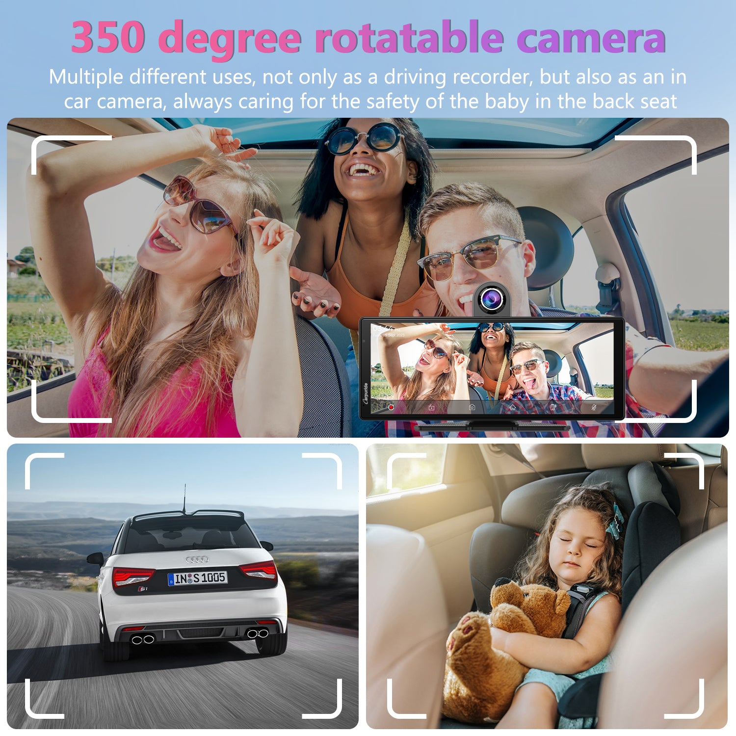 Carpuride W903 vs W903 Plus: Which Should You Buy in 2026? 6 Carpuride W903 350 degree rotatable DVR front camera