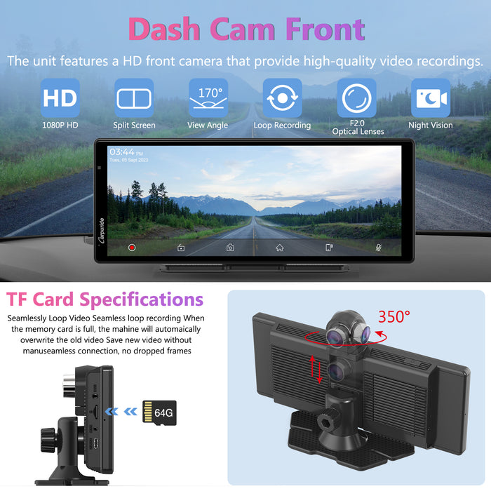 Carpuride W903 Review 2026: Is This 9.3-Inch CarPlay + 4K DVR Worth It? 3 Carpuride W903 4K rotatable front DVR camera