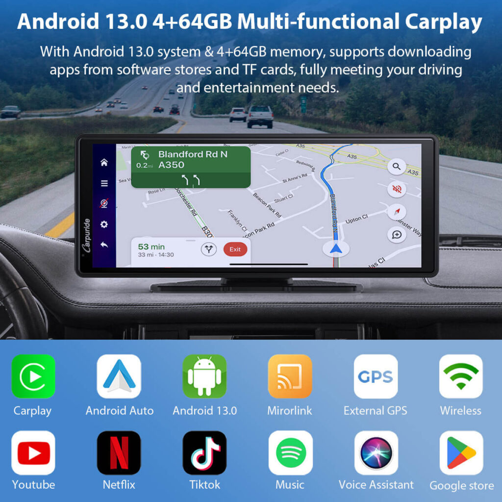 Carpuride W903 Plus Android 13 portable CarPlay display