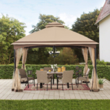 SUNJOY – SUNJOY 10×13 Steel Outdoor Canopy Gazebo with Netting
